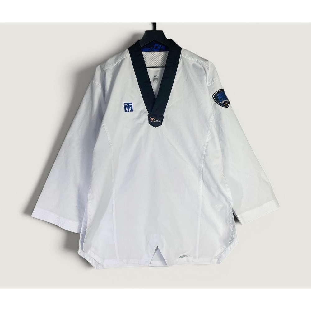 Taekwondo Dobok Jacket Adult M MOOTO Extera White Black V Neck Top Only Size 180